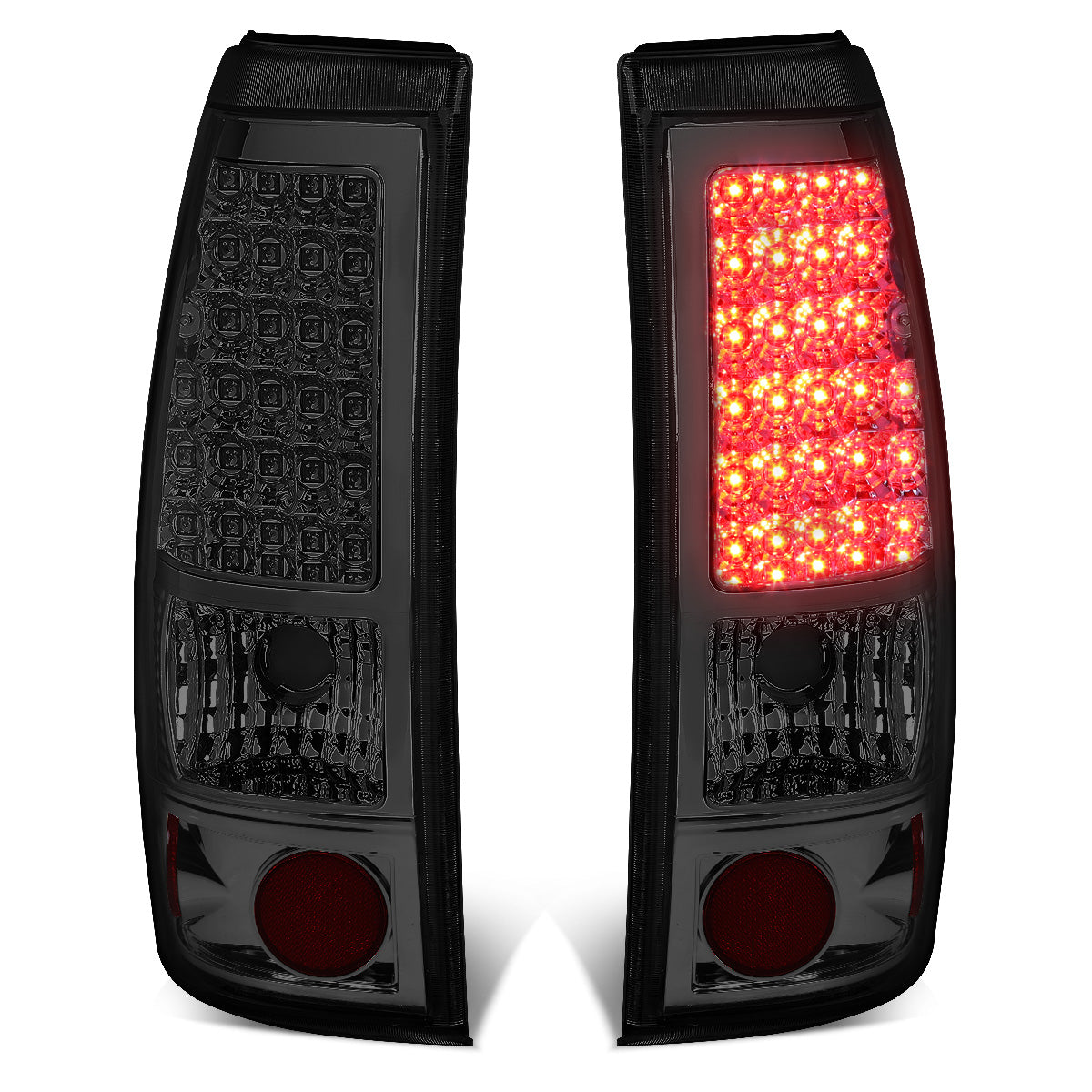 FAROS TRASEROS 99-02 CHEVY SILVERADO 1500 , 2500 , 3500 , HD MODELS / 99-03 GMC SIERRA 1500 , 2500 , 3500 , HD MODELS - LED - CHROME / SMOKE