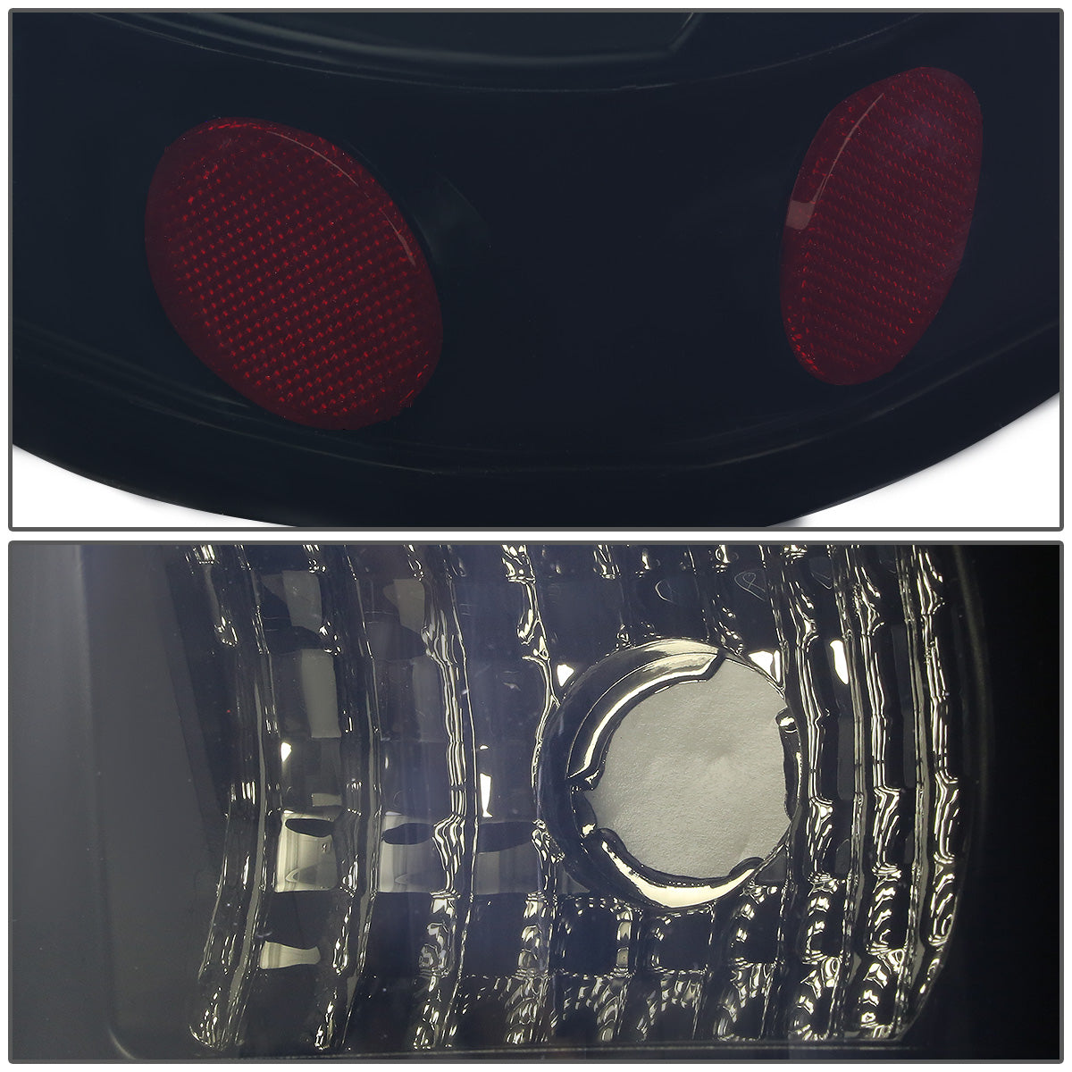 FAROS TRASEROS 99-02 CHEVY SILVERADO 1500 , 2500 , 3500 , HD MODELS / 99-03 GMC SIERRA 1500 , 2500 , HD MODELS - RED C-BAR - 3D - U-HALO LED - BLACK / SMOKE