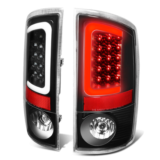 FAROS TRASEROS 02-06 DODGE RAM 1500 / 03-06 DODGE RAM 2500 , 3500 - C-BAR - U-HALO LED - BLACK / CLEAR