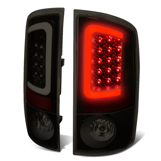 FAROS TRASEROS 02-06 DODGE RAM 1500 / 03-06 DODGE RAM 2500 , 3500 - C-BAR - U-HALO LED - BLACK / SMOKE