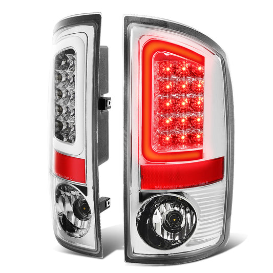 FAROS TRASEROS 02-06 DODGE RAM 1500 / 03-06 DODGE RAM 2500 , 3500 - C-BAR - U-HALO LED - CHROME / CLEAR