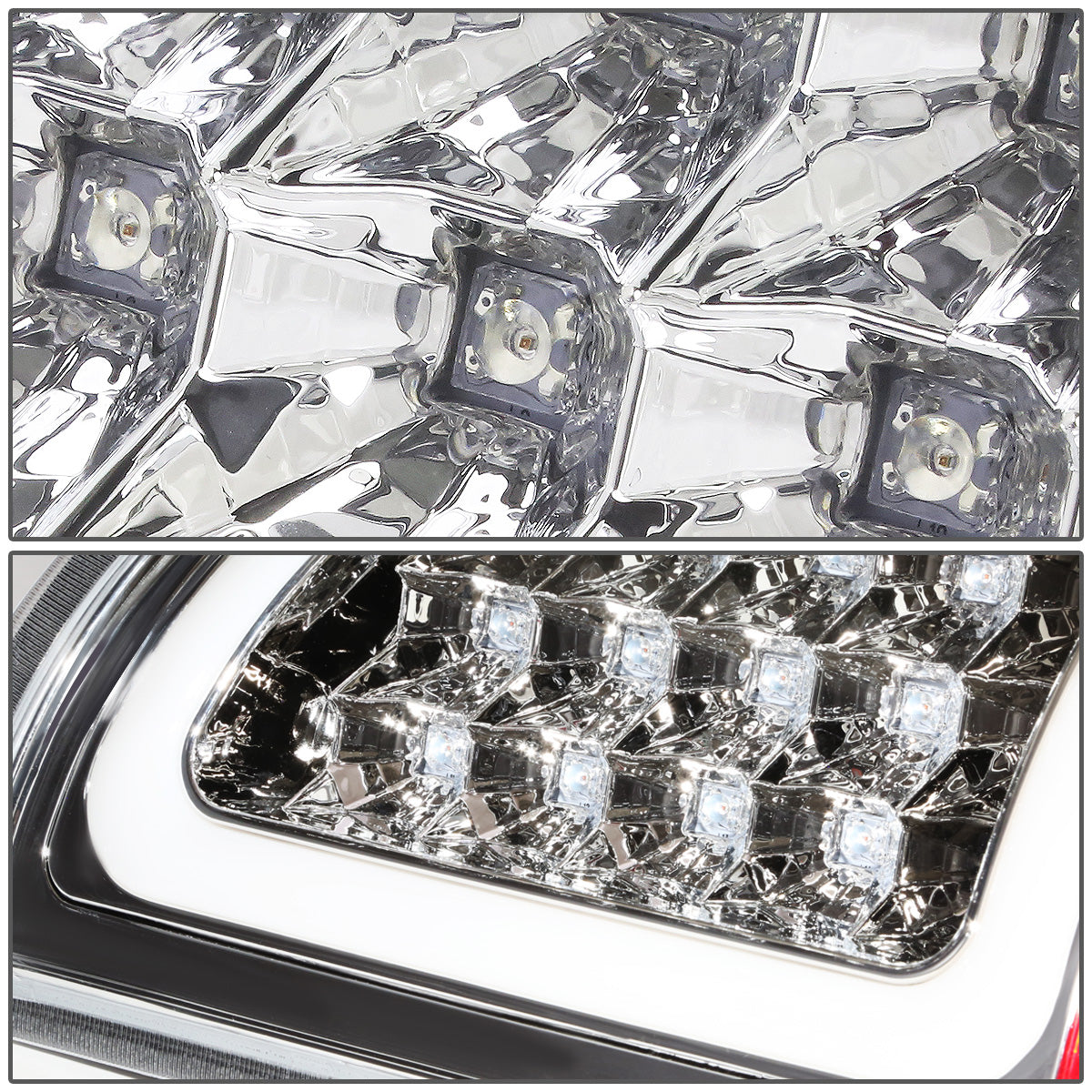 FAROS TRASEROS 02-06 DODGE RAM 1500 / 03-06 DODGE RAM 2500 , 3500 - C-BAR - U-HALO LED - CHROME / CLEAR