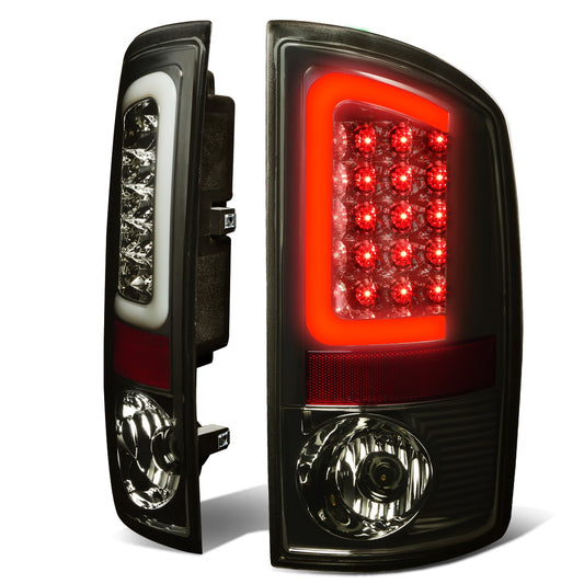 FAROS TRASEROS 02-06 DODGE RAM 1500 / 03-06 DODGE RAM 2500 , 3500 - C-BAR - U-HALO LED - CHROME / SMOKE