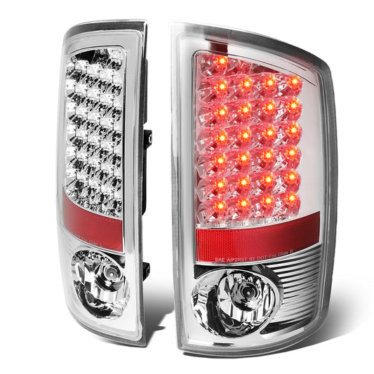 FAROS TRASEROS 02-06 DODGE RAM 1500 / 03-06 DODGE RAM 2500 , 3500 - LED - CHROME / CLEAR