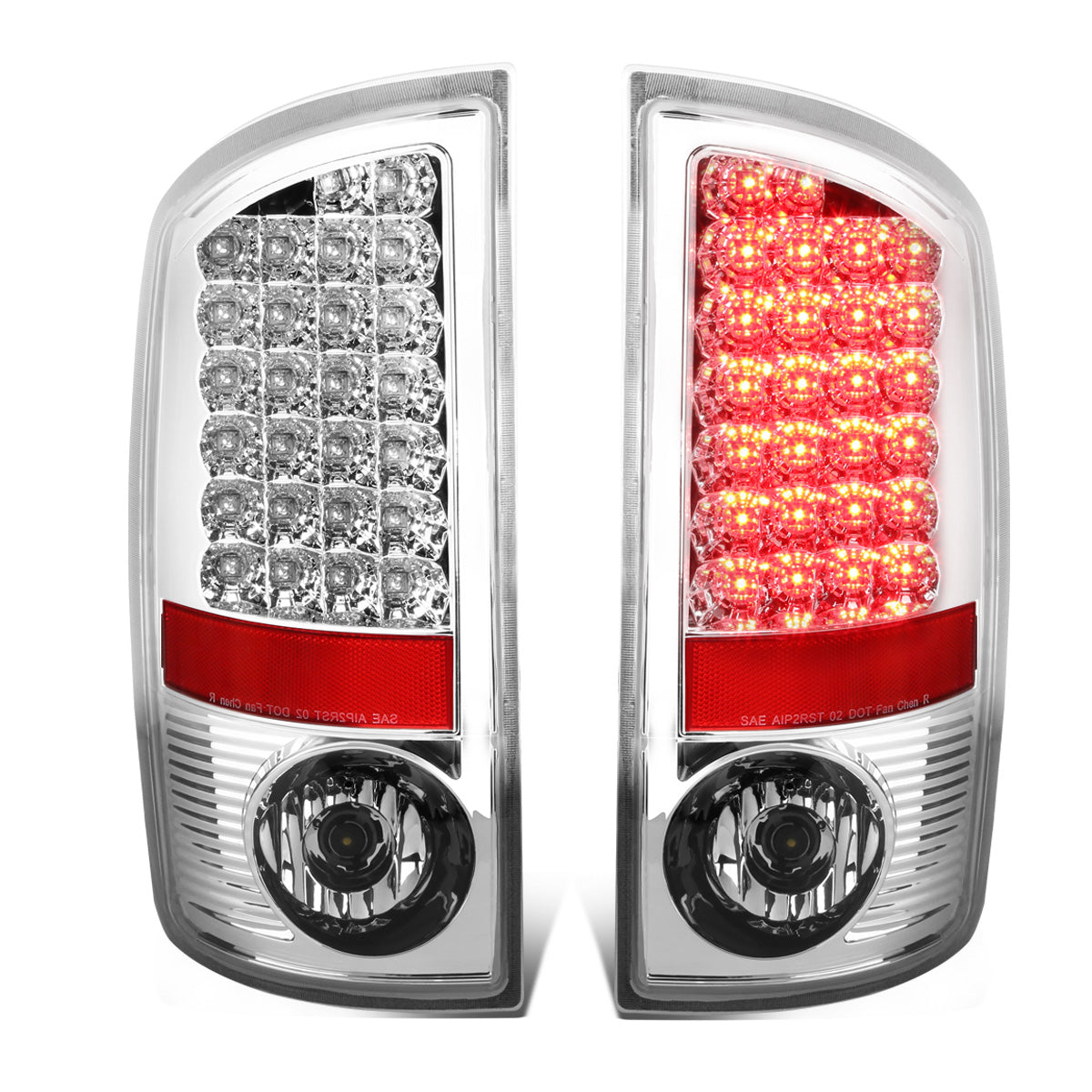FAROS TRASEROS 02-06 DODGE RAM 1500 / 03-06 DODGE RAM 2500 , 3500 - LED - CHROME / CLEAR