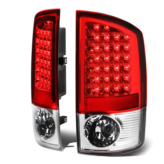 FAROS TRASEROS 02-06 DODGE RAM 1500 / 03-06 DODGE RAM 2500 , 3500 - LED - CHROME / RED