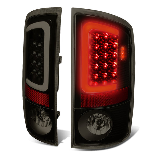 FAROS TRASEROS 07-08 DODGE RAM 1500 / 07-09 DODGE RAM 2500 , 3500 - C-BAR - 3D - U-HALO LED - BLACK / SMOKE