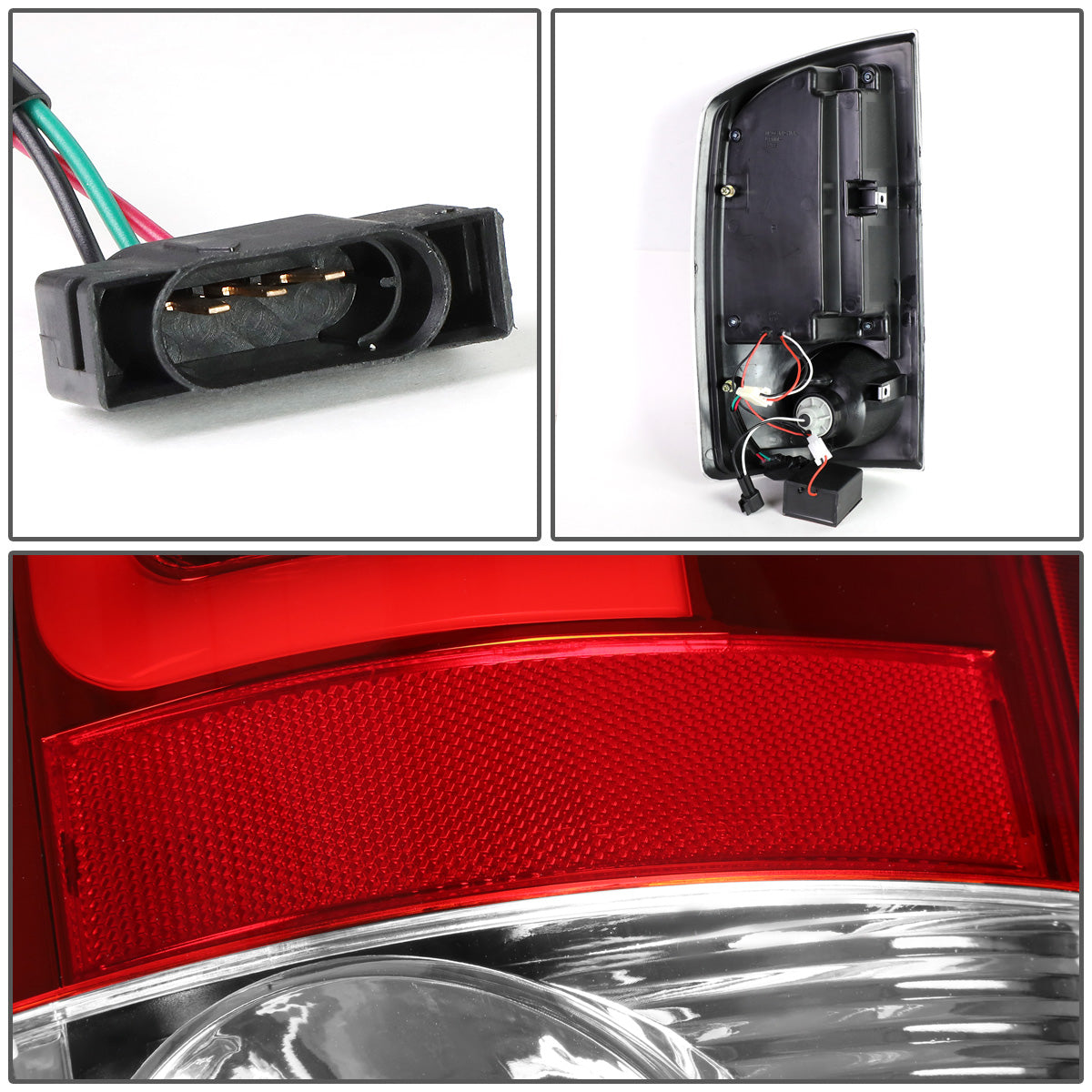 FAROS TRASEROS 07-08 DODGE RAM 1500 / 07-09 DODGE RAM 2500 , 3500 - C-BAR - 3D - U-HALO LED - CHROME / RED