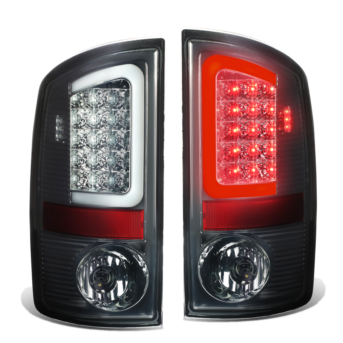 FAROS TRASEROS 07-08 DODGE RAM 1500 / 07-09 DODGE RAM 2500 , 3500 - C-BAR - 3D - U-HALO LED - CHROME / SMOKE