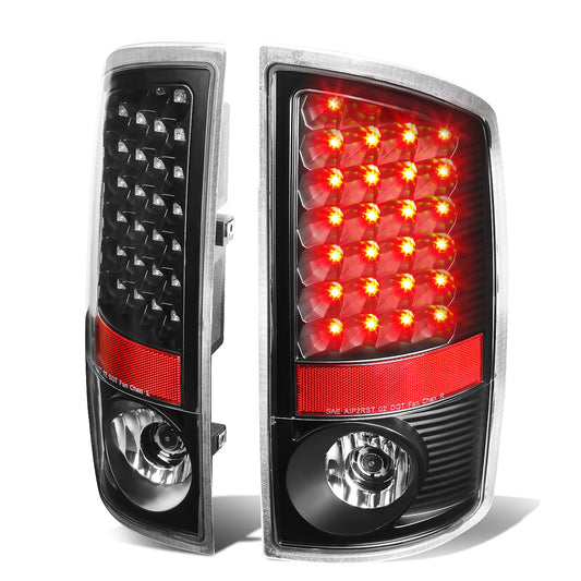 FAROS TRASEROS 07-08 DODGE RAM 1500 / 07-09 DODGE RAM 2500 , 3500 - LED - BLACK / CLEAR
