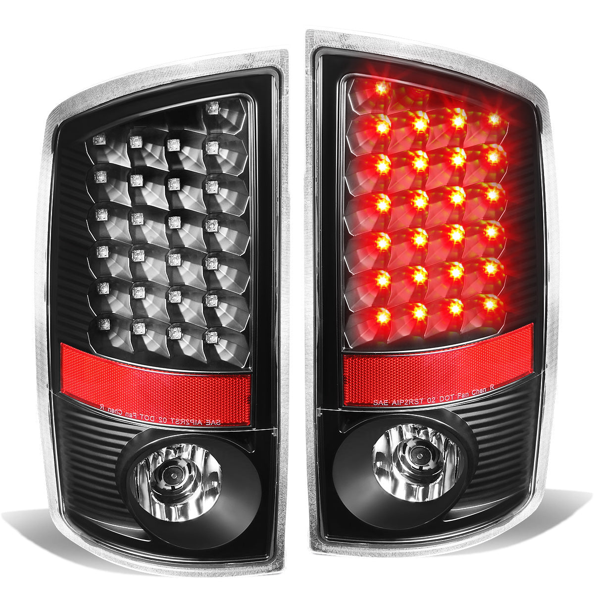 FAROS TRASEROS 07-08 DODGE RAM 1500 / 07-09 DODGE RAM 2500 , 3500 - LED - BLACK / CLEAR