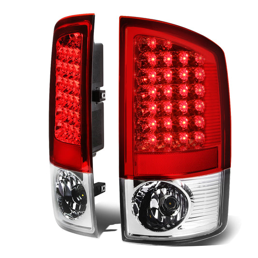 FAROS TRASEROS 07-08 DODGE RAM 1500 / 07-09 DODGE RAM 2500 , 3500 - LED - CHROME / RED