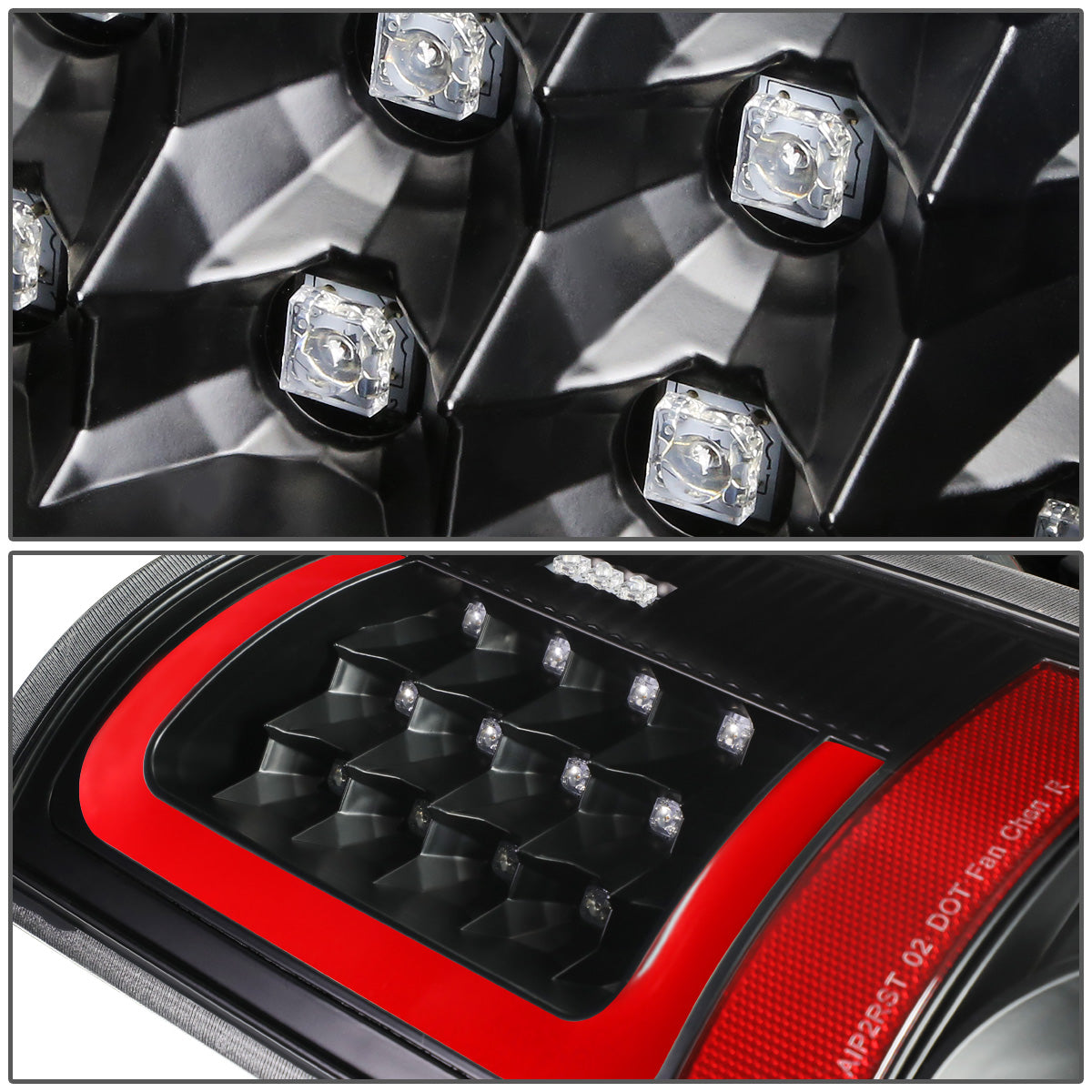 FAROS TRASEROS 07-08 DODGE RAM 1500 / 07-09 DODGE RAM 2500 , 3500 - RED C-BAR - 3D - U-HALO LED - BLACK / CLEAR