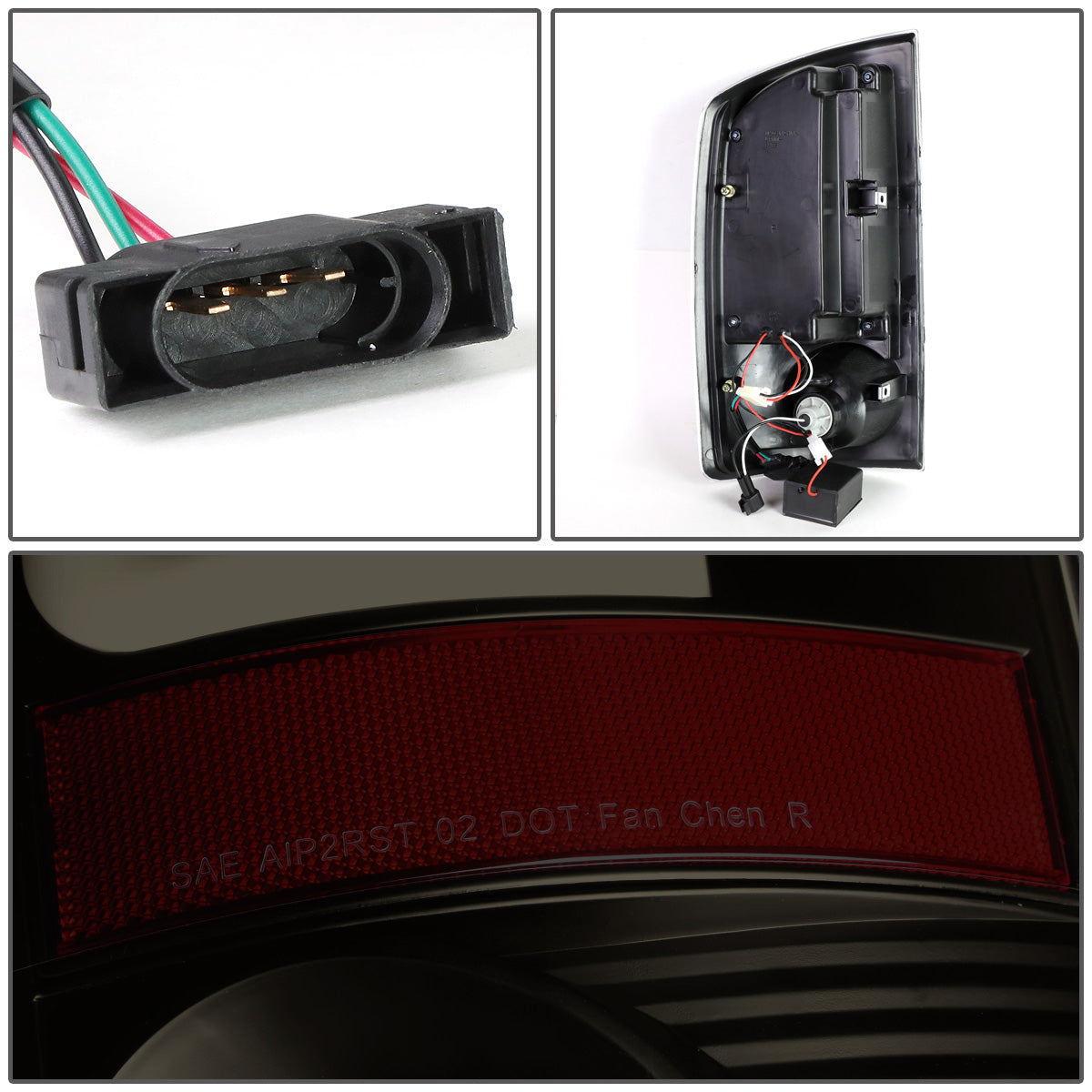 FAROS TRASEROS 07-08 DODGE RAM 1500 / 07-09 DODGE RAM 2500 , 3200 - RED C-BAR - 3D - U-HALO LED - BLACK / SMOKE