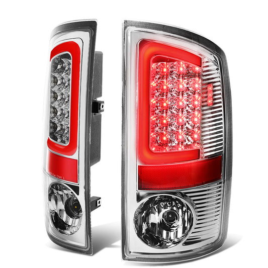FAROS TRASEROS 07-08 DODGE RAM 1500 / 07-09 DODGE RAM 2500 , 3500 - RED C-BAR - 3D - U-HALO LED - CHROME / CLEAR