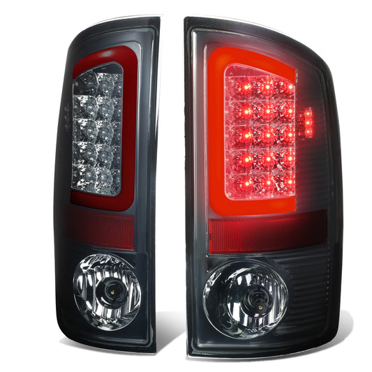 FAROS TRASEROS 07-08 DODGE RAM 1500 / 07-09 DODGE RAM 2500 , 3500 - RED C-BAR - 3D - U-HALO LED - CHROME / SMOKE
