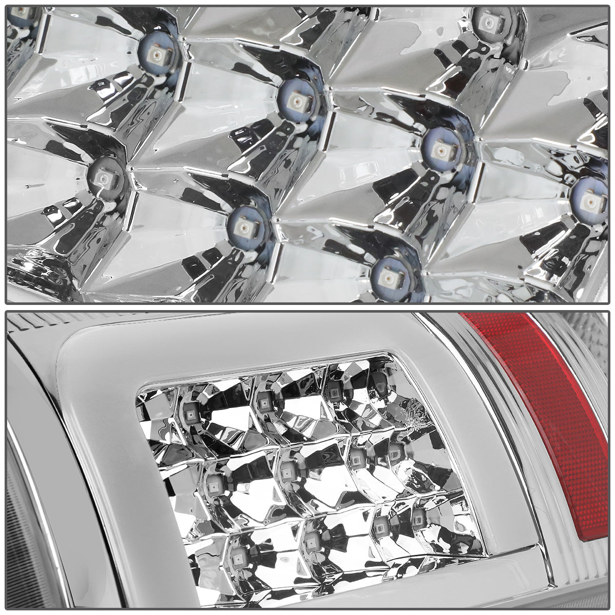 FAROS TRASEROS 09-17 DODGE RAM 1500 / 10-17 DODGE RAM 2500 , 3500 - C-BAR - 3D - LED - CHROME / CLEAR