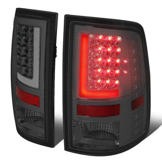 FAROS TRASEROS 09-17 DODGE RAM 1500 / 10-17 DODGE RAM 2500 , 3500 - L-BAR - 3D - LED - CHROME / SMOKE