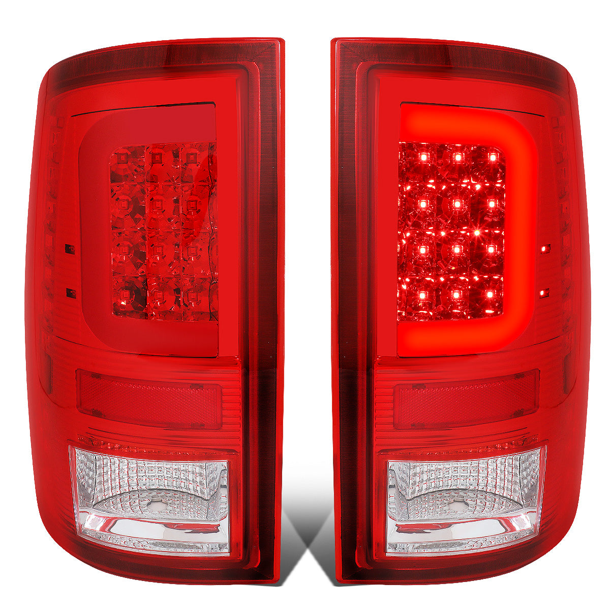 FAROS TRASEROS 09-17 DODGE RAM 1500 / 10-17 DODGE RAM 2500 , 3500 - C-BAR - 3D - LED - CHROME / RED