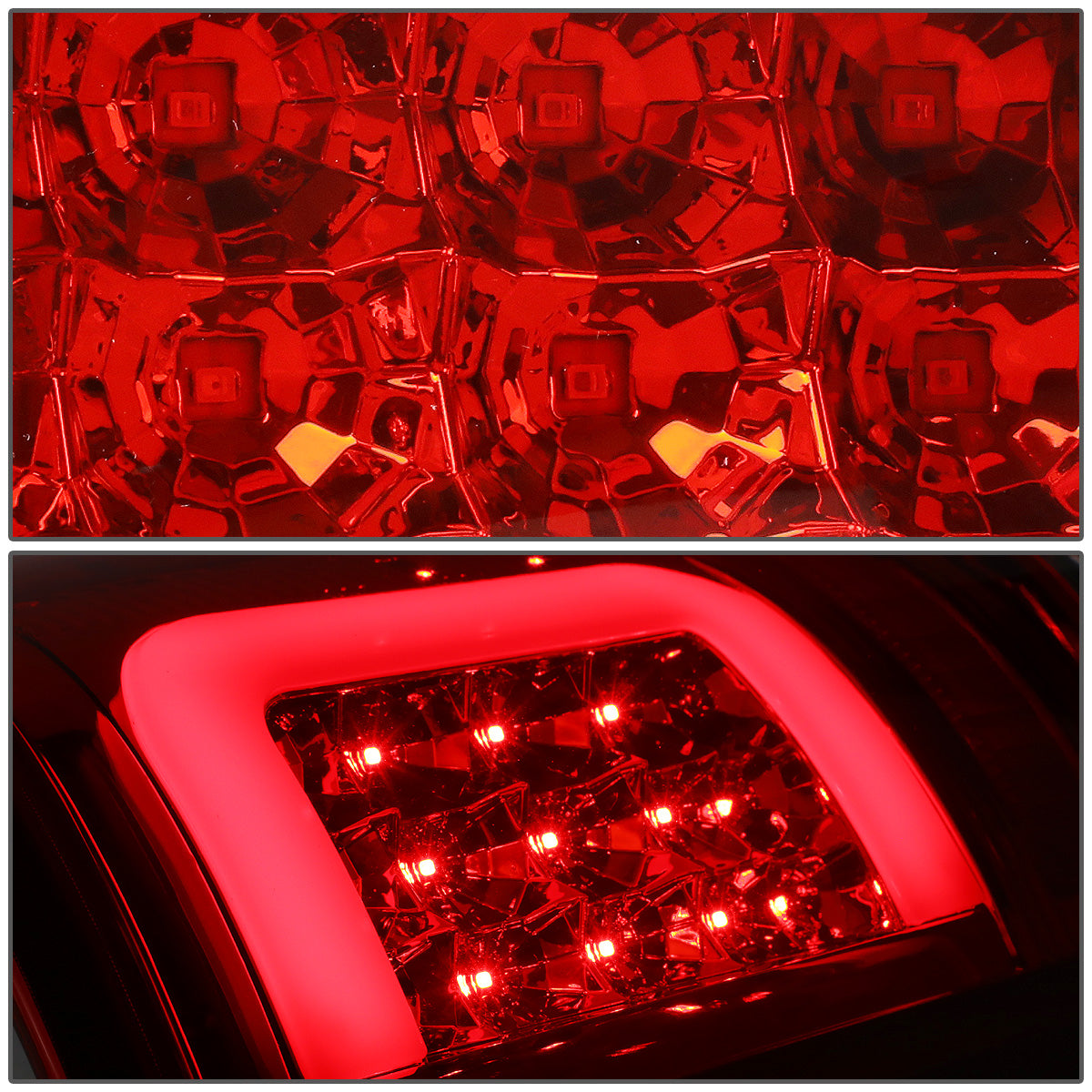 FAROS TRASEROS 09-17 DODGE RAM 1500 / 10-17 DODGE RAM 2500 , 3500 - C-BAR - 3D - LED - CHROME / RED