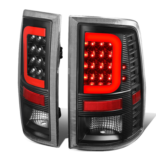 FAROS TRASEROS 09-17 DODGE RAM 1500 / 10-17 DODGE RAM 2500 , 3500 - RED C-BAR - 3D - LED - BLACK / CLEAR
