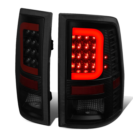 FAROS TRASEROS 09-17 DODGE RAM 1500 / 10-17 DODGE RAM 2500 , 3500 - RED C-BAR - 3D - LED - BLACK / SMOKE