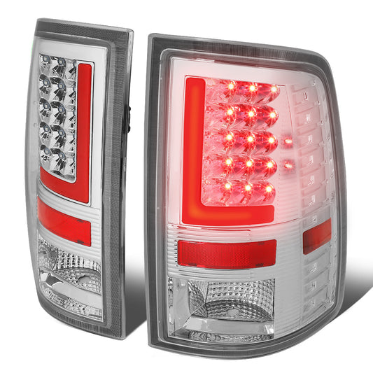 FAROS TRASEROS 09-17 DODGE RAM 1500 / 10-17 DODGE RAM 2500 , 3500 - RED L-BAR - 3D - LED - CHROME / CLEAR