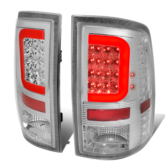 FAROS TRASEROS 09-17 DODGE RAM 1500 / 10-17 DODGE RAM 2500 , 3500 - RED C-BAR - 3D - LED - CHROME / CLEAR