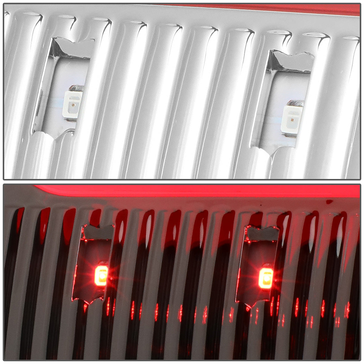FAROS TRASEROS 09-17 DODGE RAM 1500 / 10-17 DODGE RAM 2500 , 3500 - RED C-BAR - 3D - LED - CHROME / CLEAR