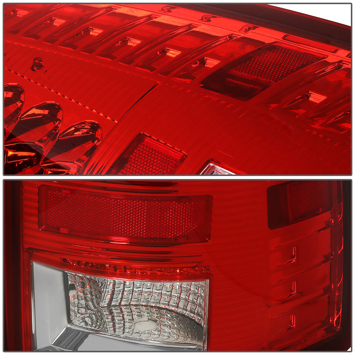 FAROS TRASEROS 09-17 DODGE RAM 1500 / 10-17 DODGE RAM 2500 , 3500 - RED L-BAR - 3D - LED - CHROME / RED