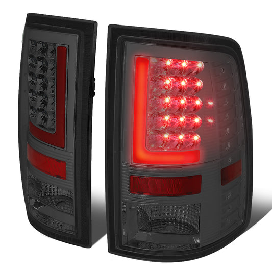 FAROS TRASEROS 09-17 DODGE RAM 1500 / 10-17 DODGE RAM 2500 , 3500 - RED L-BAR - 3D - LED - CHROME / SMOKE
