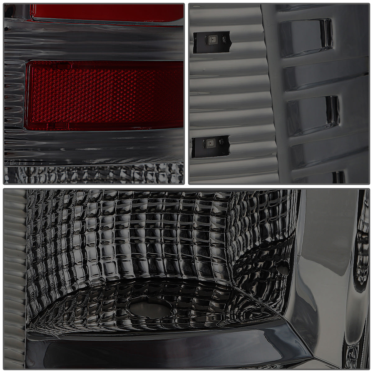 FAROS TRASEROS 09-17 DODGE RAM 1500 / 10-17 DODGE RAM 2500 , 3500 - RED C-BAR - 3D - LED - CHROME / SMOKE
