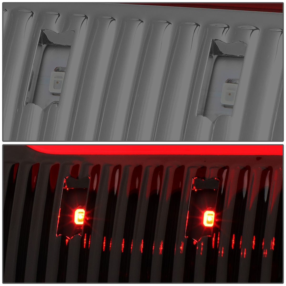 FAROS TRASEROS 09-17 DODGE RAM 1500 / 10-17 DODGE RAM 2500 , 3500 - RED C-BAR - 3D - LED - CHROME / SMOKE