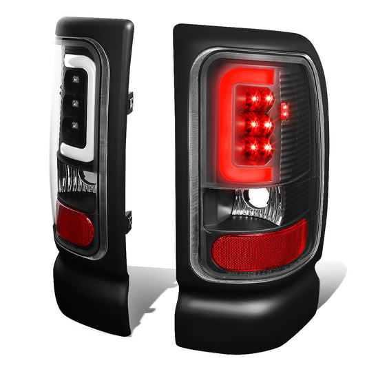 FAROS TRASEROS 94-01 DODGE RAM 1500 / 94-02 DODGE RAM 2500 , 3500 - C-BAR - 3D - U-HALO LED - BLACK / CLEAR