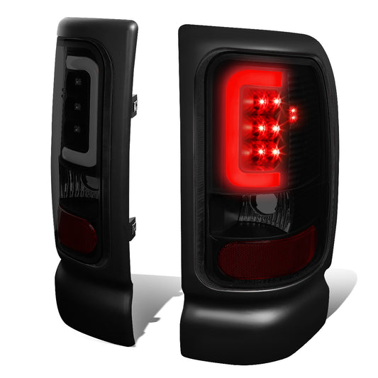 FAROS TRASEROS 94-01 DODGE RAM 1500 / 94-02 DODGE RAM 2500 , 3500 - C-BAR - 3D - U-HALO LED - BLACK / SMOKE