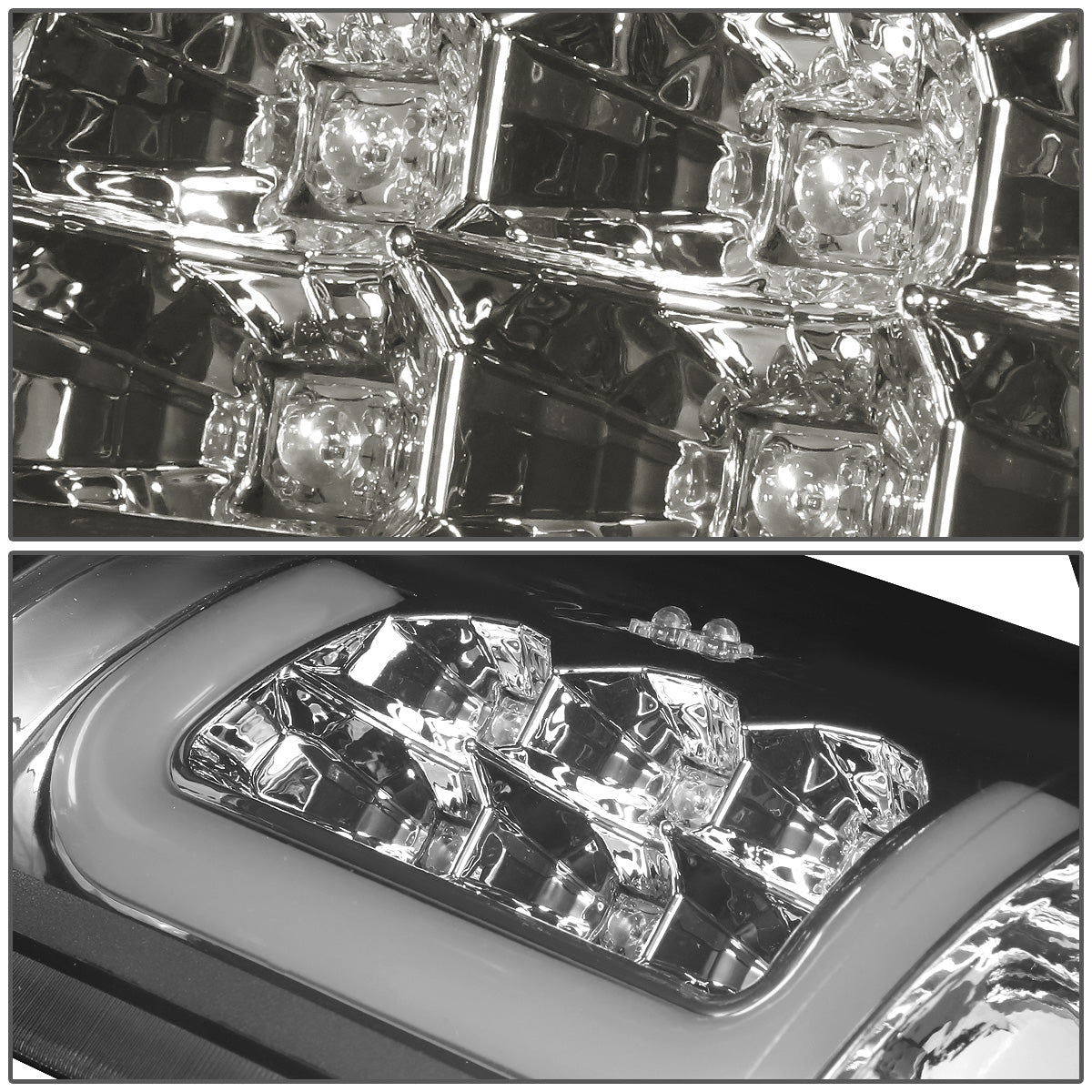 FAROS TRASEROS 94-01 DODGE RAM 1500 / 94-02 DODGE RAM 2500 , 3500 - C-BAR - 3D - U-HALO LED - CHROME / SMOKE