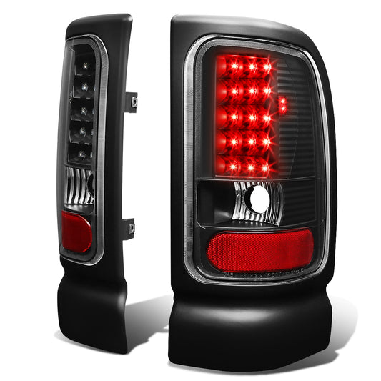 FAROS TRASEROS 94-01 DODGE RAM 1500 / 94-02 DODGE RAM 2500 , 3500 - LED - BLACK / CLEAR