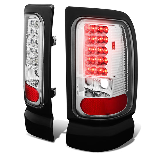 FAROS TRASEROS 94-01 DODGE RAM 1500 / 94-02 DODGE RAM 2500 , 3500 - LED - CHROME / CLEAR
