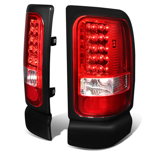 FAROS TRASEROS 94-01 DODGE RAM 1500 / 94-02 DODGE RAM 2500 , 3500 - LED - CHROME / RED