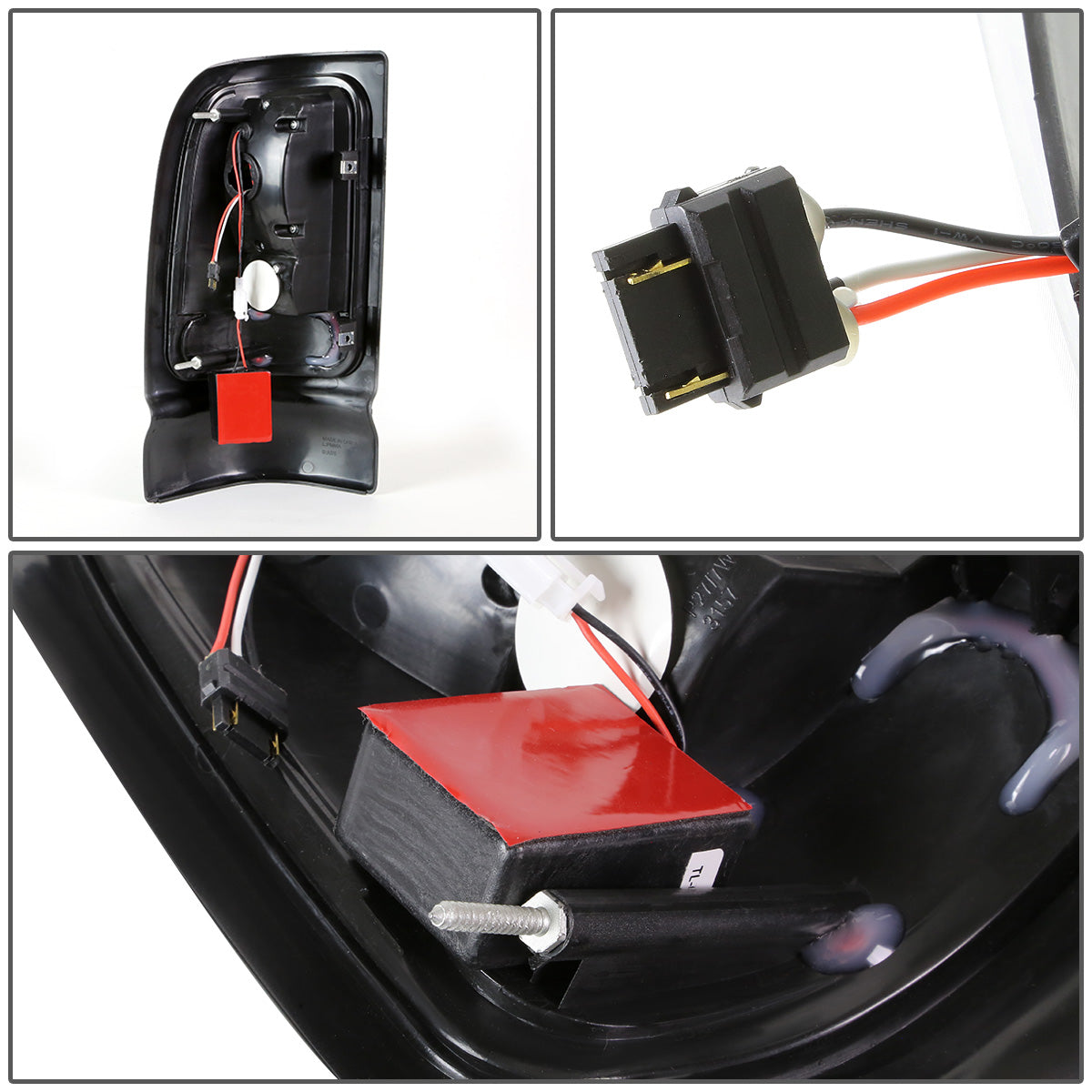 FAROS TRASEROS 94-01 DODGE RAM 1500 / 94-02 DODGE RAM 2500 , 3500 - RED C-BAR - 3D - U-HALO LED - BLACK / SMOKE