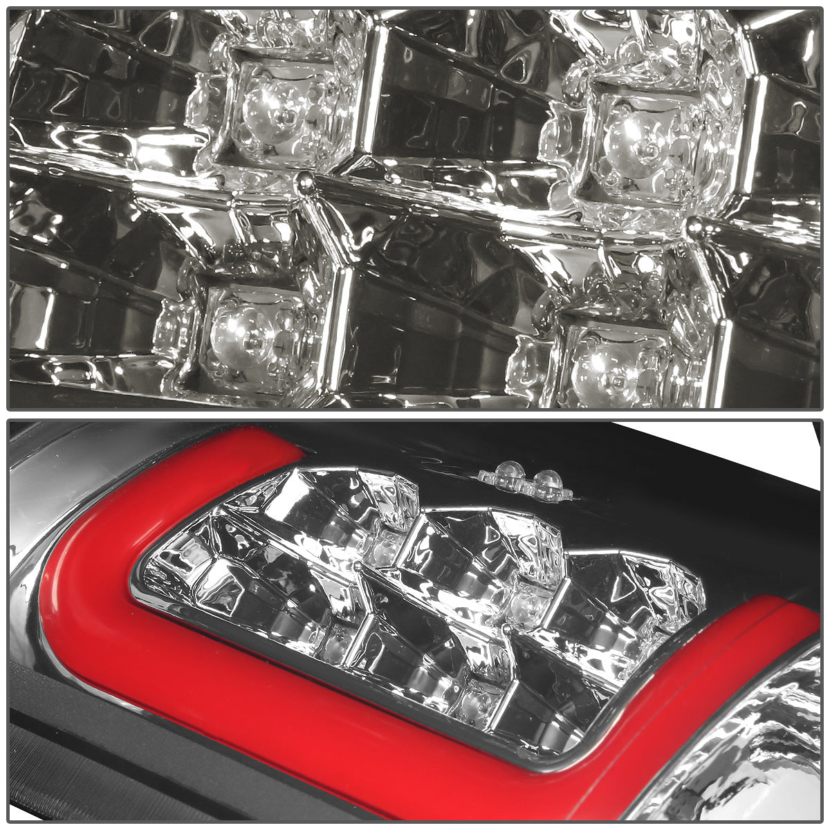 FAROS TRASEROS 94-01 DODGE RAM 1500 / 94-02 DODGE RAM 2500 , 3500 - RED C-BAR - 3D - U-HALO LED - CHROME / SMOKE