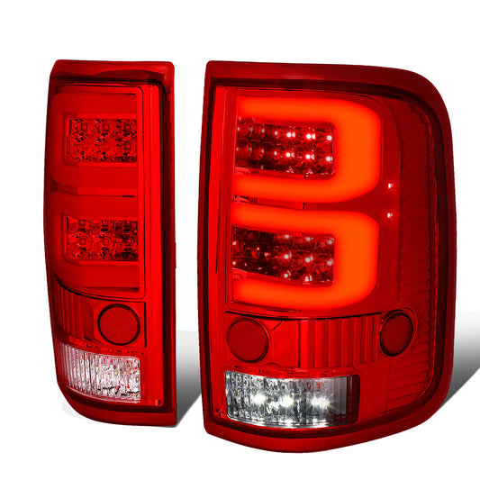 FAROS TRASEROS 04-08 FORD F-150 / LOBO - 3D - DUAL C-BAR LED - CHROME / RED