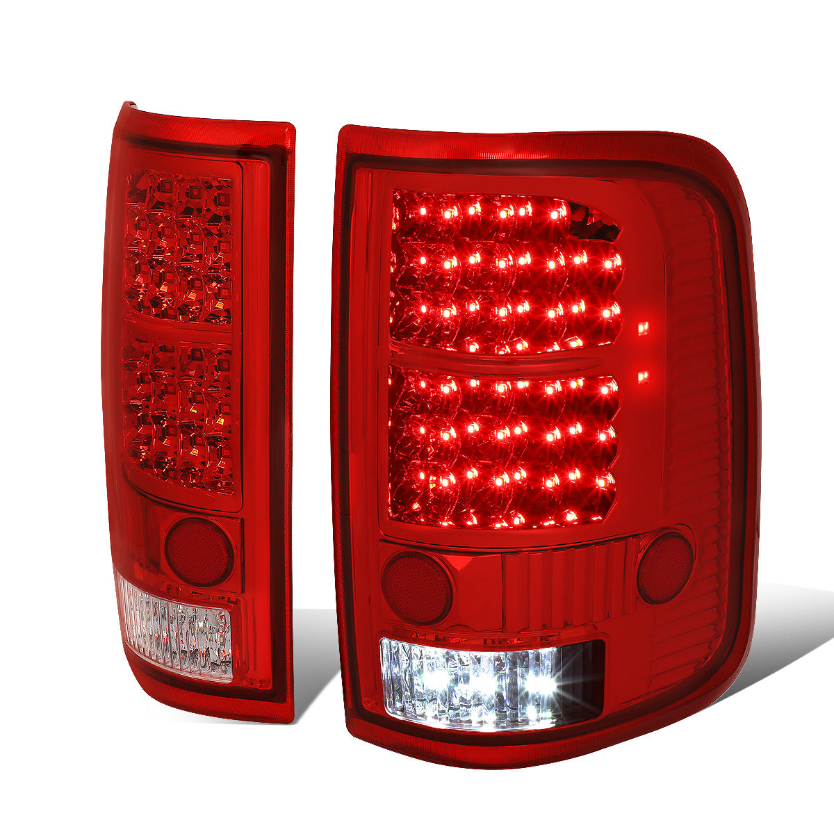 FAROS TRASEROS 04-08 FORD F-150 / LOBO - LED - CHROME / RED