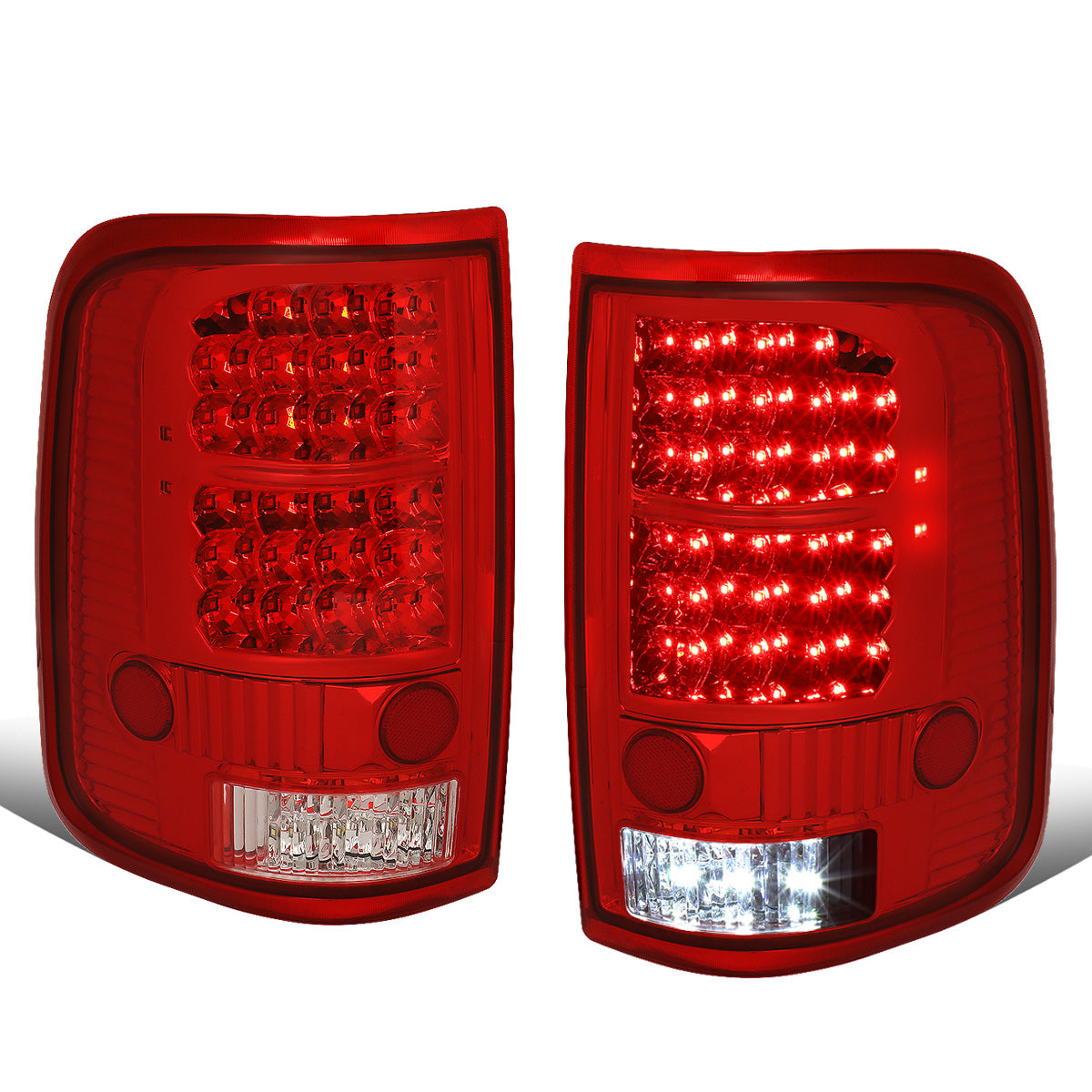 FAROS TRASEROS 04-08 FORD F-150 / LOBO - LED - CHROME / RED
