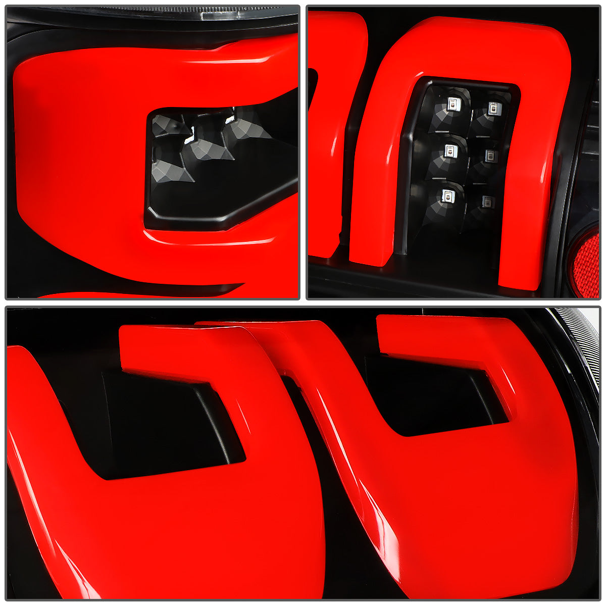 FAROS TRASEROS 04-08 FORD F-150 / LOBO - 3D - DUAL RED C-BAR LED - BLACK / CLEAR