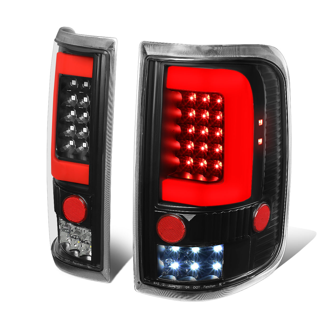 FAROS TRASEROS 04-08 FORD F-150 / LOBO - RED C-BAR LED - BLACK