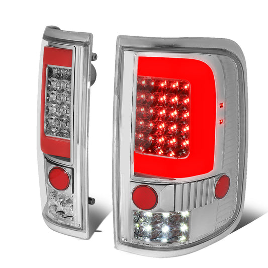 FAROS TRASEROS 04-08 FORD F-150 / LOBO - RED C-BAR LED - CHROME