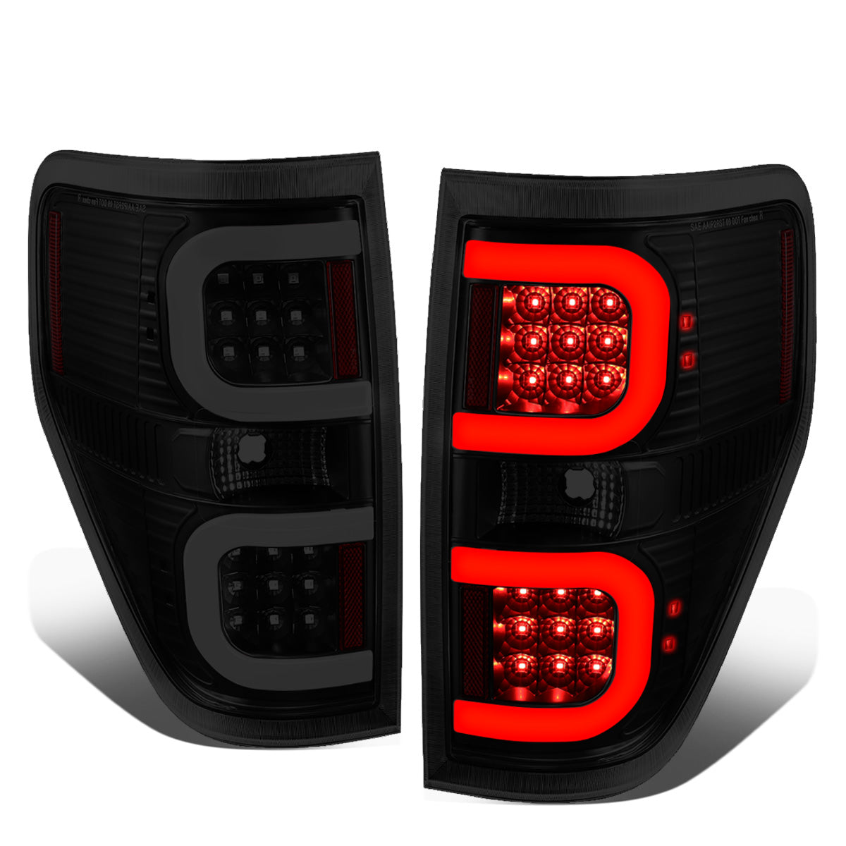 FAROS TRASEROS 09-14 FORD F-150 - DUAL C-BAR - 3D - LED - BLACK / SMOKE