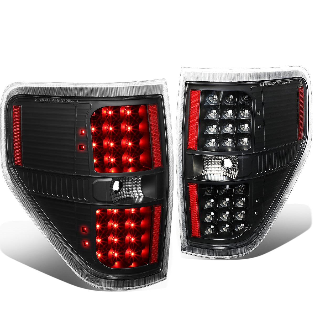 FAROS TRASEROS 09-14 FORD F-150 - FULL LED - LED - BLACK / CLEAR