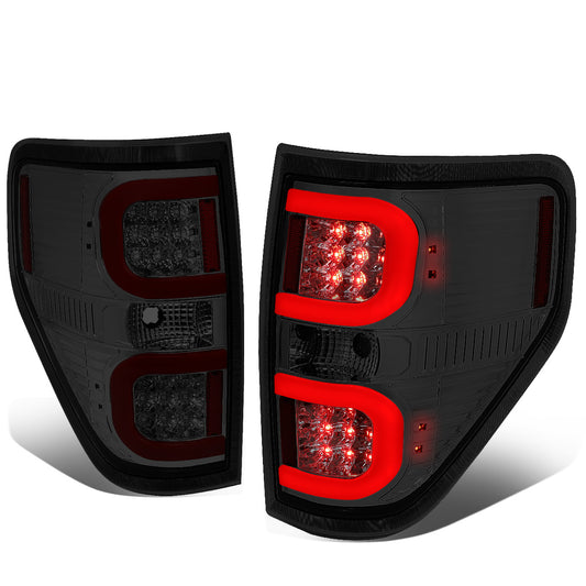 FAROS TRASEROS 09-14 FORD F-150 - DUAL RED C-BAR - 3D - LED - CHROME / SMOKE